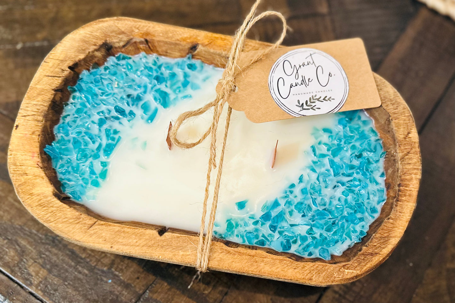 Crystal Dough Bowl Soy Candle- Blue Agave