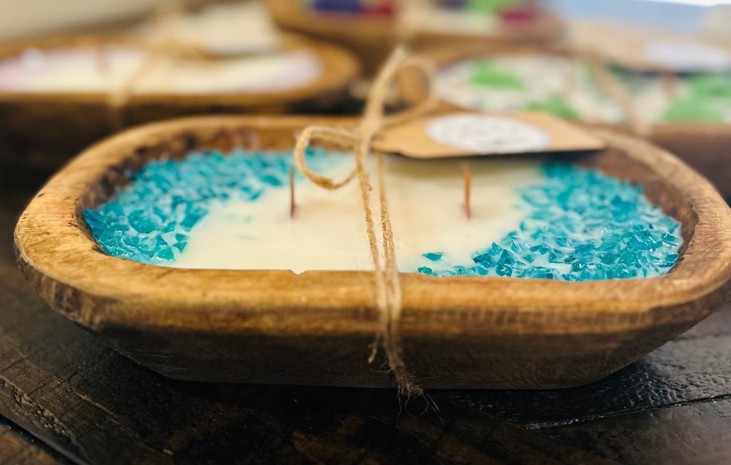 Crystal Dough Bowl Soy Candle- Blue Agave