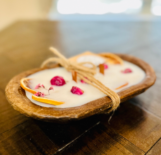 Botanical Dough Bowl Soy Candle-Peony & Nectarine